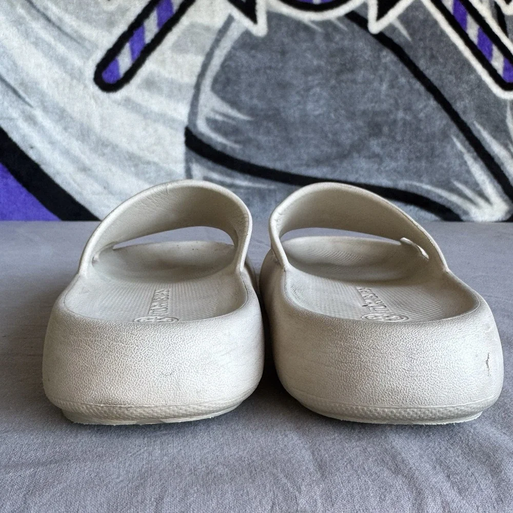 Size 7b - Tory Burch Women's Beige Shower Slide Sandals Slip-On Pool Logo Shoes